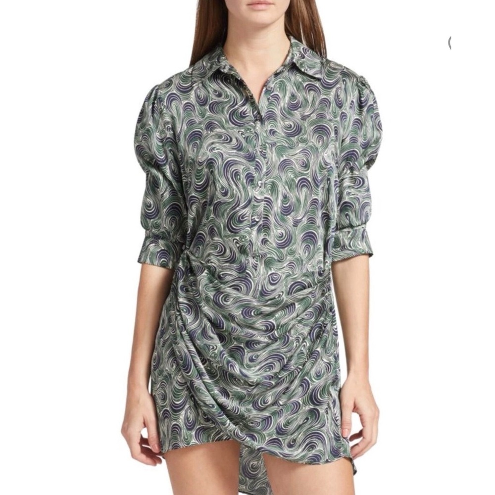 NWT Cinq a Sept Janine Wrap Front Dress in Dark Emerald Multi Size 10